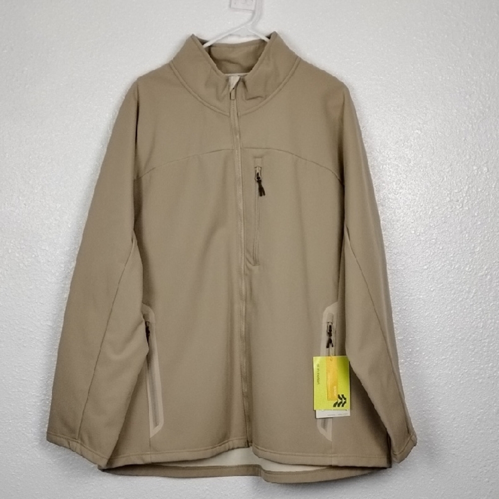 All In Motion Jacket Soft Shell Tan Fleece Wind Water Resistant Men's XXL NWT